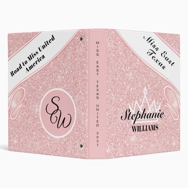 Crown and Sash Pageant Binder - Rose Gold Glitz (Background)