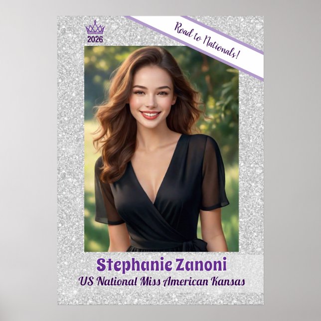 Crown and Sash Pageant Door Banner Poster (Front)