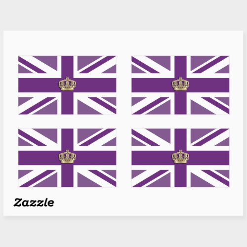 Crown and Union Jack Flag  Rectangular Sticker