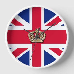 Crown and Union Jack Patriotic Clock