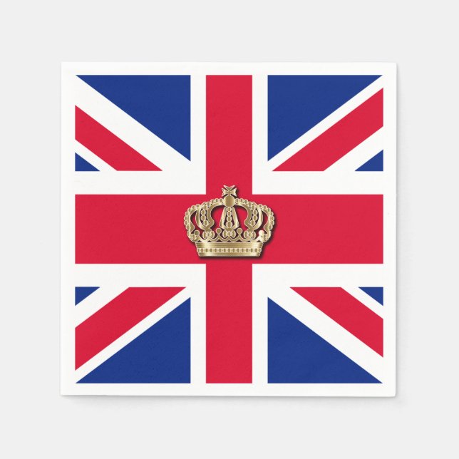 Crown and Union Jack Patriotic Napkins (Front)