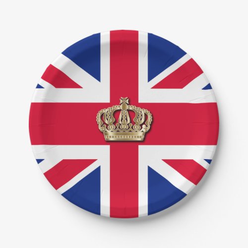 Crown and Union Jack Patriotic Paper Plate
