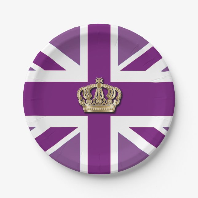 Crown and Union Jack Patriotic Paper Plates (Front)