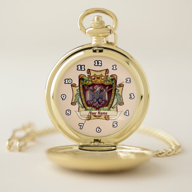 Crown Banner  Eagle Surname Pocket Watch (Inside)