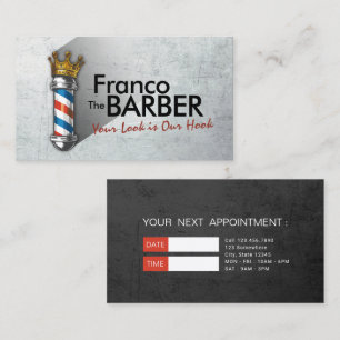 Crown Barber Pole Barbershop Hair Stylist Reminder Appointment Card
