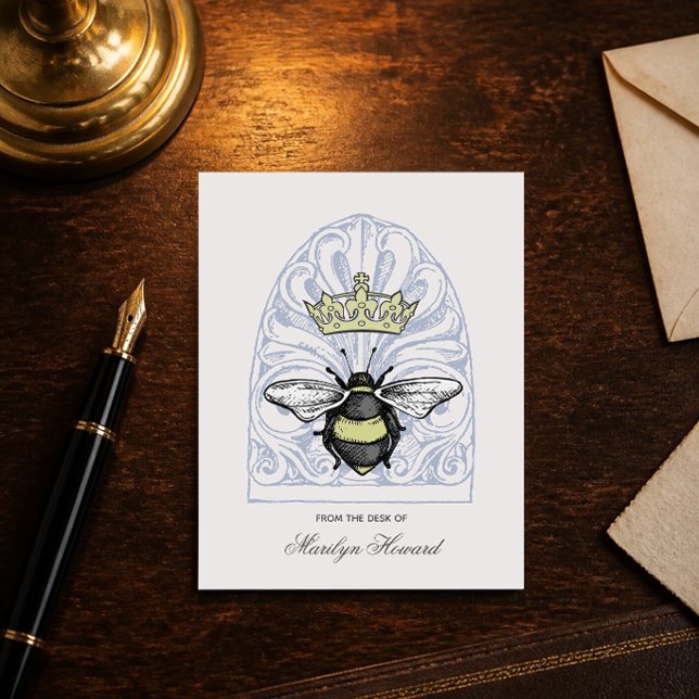 Crown Bee (Blue) | Personalized Note Card (Creator Uploaded)