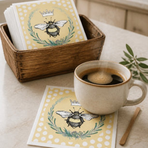 Crown Bee Honey Polka Dot Paper Napkins