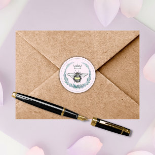 Crown Bee Round Sticker