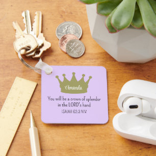 Crown Bible Verse Christian Faith Light Purple Keychain