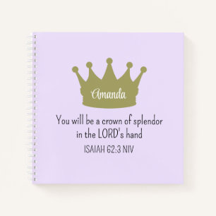 Crown Bible Verse Christian Faith Light Purple Notebook