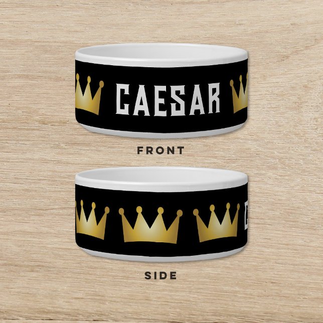 Crown Black Gold Dog Cat Pet Bowl (Creator Uploaded)