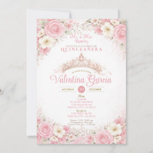Crown Blush Pink Quinceañera Invitation