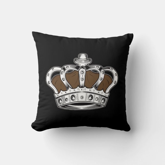Crown - Brown Throw Pillow (Front)