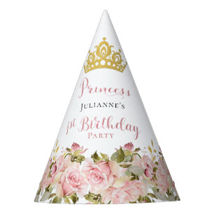Crown Butterflies Floral Princess 1st Birthday Party Hat