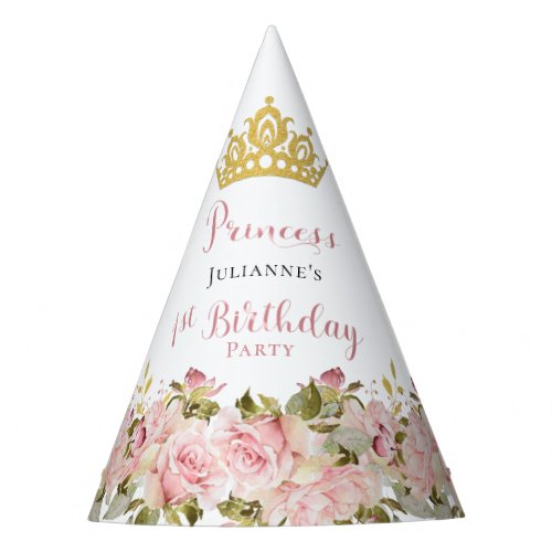 Crown  Butterflies Floral Princess 1st Birthday Party Hat