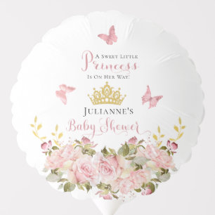 Crown   Butterflies Floral Princess Baby Shower Balloon