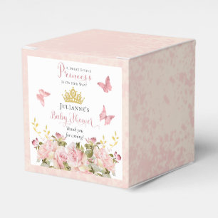 Crown Butterflies Floral Princess Baby Shower Favor Boxes