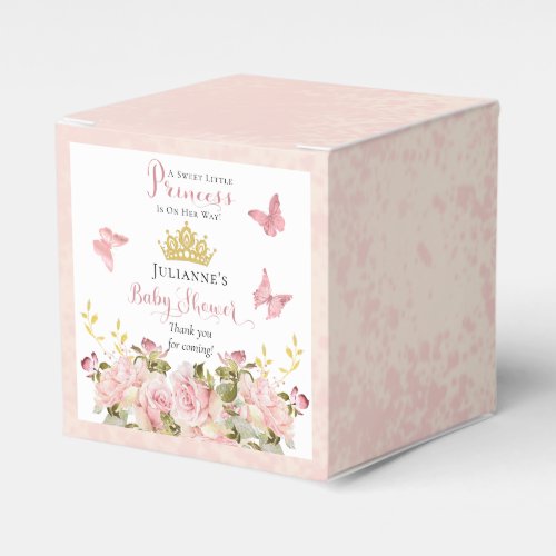 Crown  Butterflies Floral Princess Baby Shower Favor Boxes