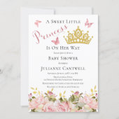 Crown | Butterflies Floral Princess Baby Shower Invitation (Front)