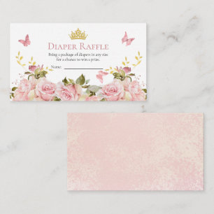 Crown Butterflies Floral Shower Diaper Raffle  Enclosure Card