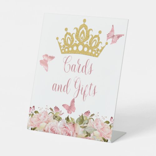 Crown Butterflies Pink Floral Cards and Gifts Sign