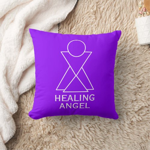 Crown Chakra Geometric Angel Purple Throw Pillow