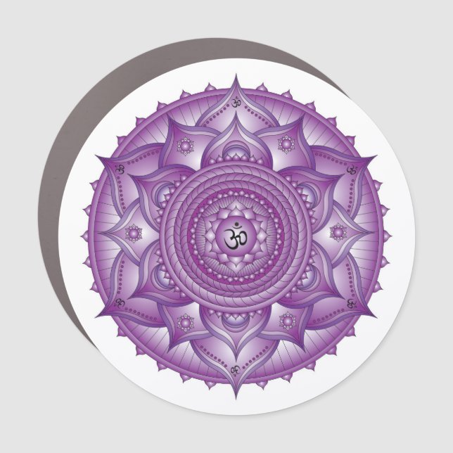 Crown Chakra Purple Mandala Car Magnet (Front)