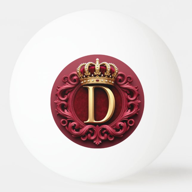 👑 Crown D Ping Pong Ball Red Velvet Royal Gift (Front)