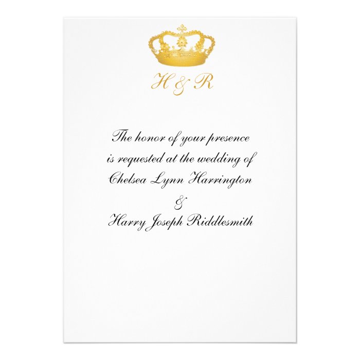 Crown Design II    Gold Custom Invitation