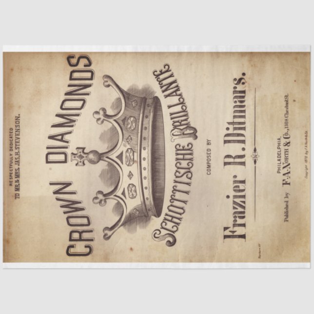 Crown Diamonds Decoupage Paper (Front)