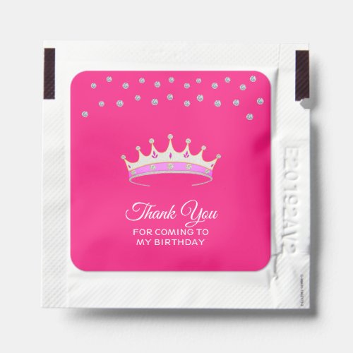 Crown  Diamonds on Pink Birthday Thank You Hand Sanitizer Packet