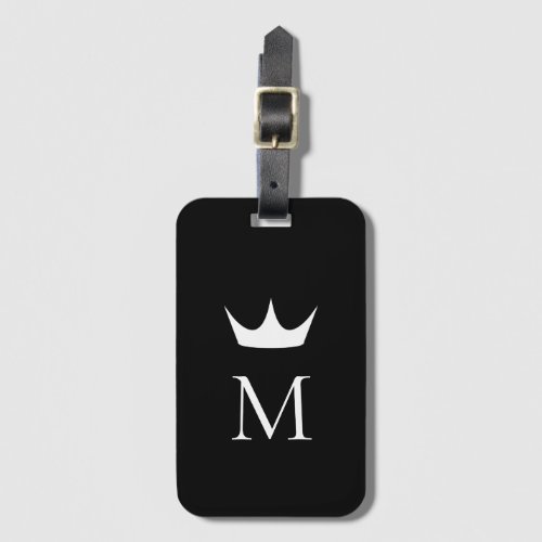 Crown Elegant Monogram Pattern Black and White Luggage Tag