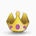 Crown emoji acrylic award<br><div class="desc">A gold crown with jewels on the sides. Representative of a King, Queen, or other form of Royalty. Emoji fun.</div>