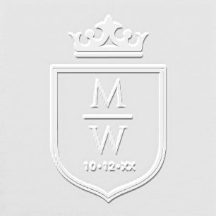 Crown Family Crest 2 Initial Wedding Monogram #2 Embosser