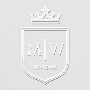Crown Family Crest 2 Initial Wedding Monogram Embosser