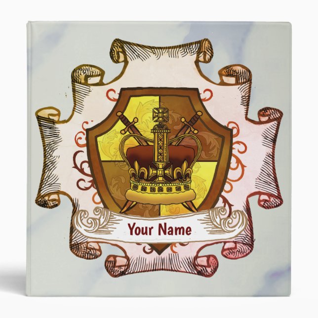 Crown Family Crest Surname 3 Ring Binder (Front)