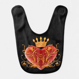 Crown Filigree Heart Baby Bib