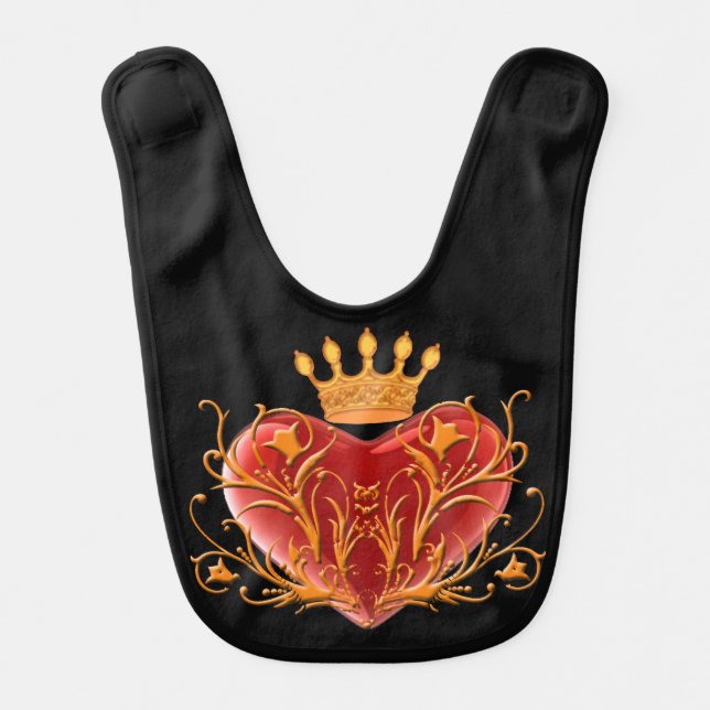 Crown Filigree Heart Baby Bib (Front)