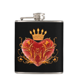 Crown Filigree Heart Flask