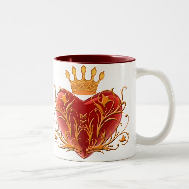 Crown Filigree Heart Mug (Right)