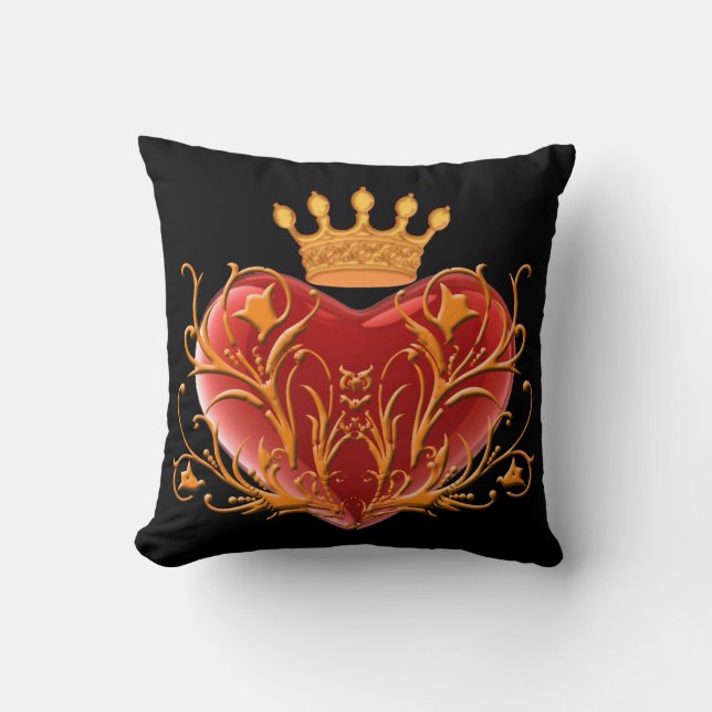 Crown Filigree Heart Reversible Pillow (Front)