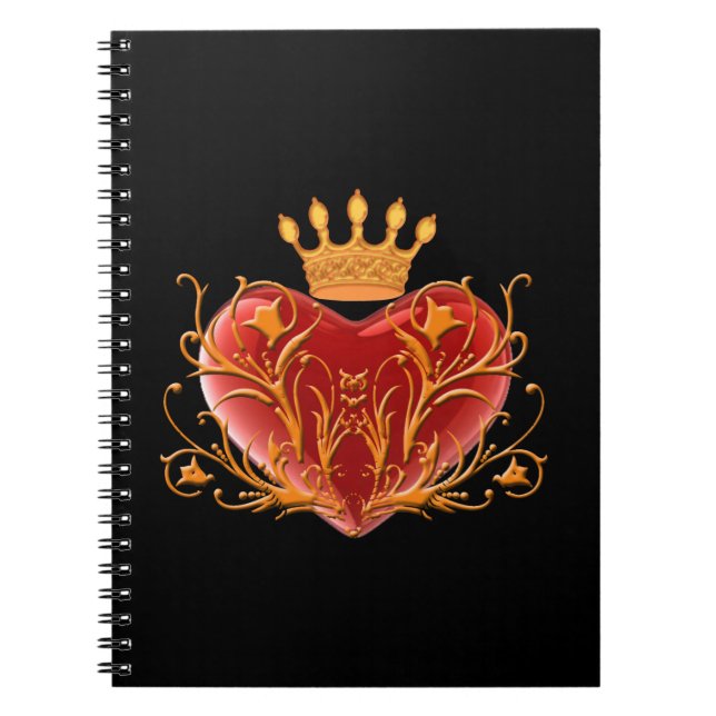Crown Filigree Heart Spiral Notebook (Front)