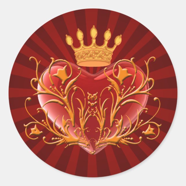 Crown Filigree Heart Stickers (Front)