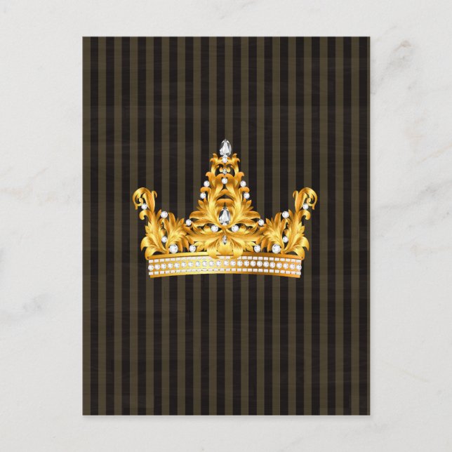crown gold brown mustard stripes royal noble postcard (Front)