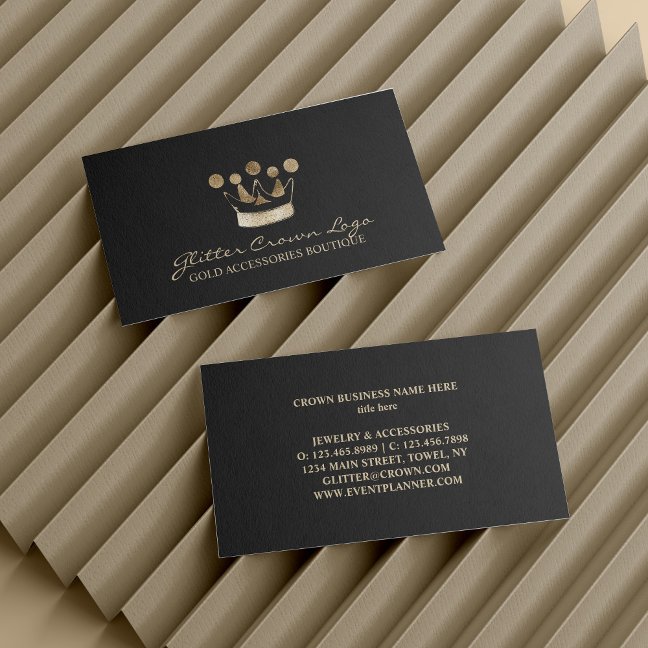 Crown Gold Sparkle Accessories Business Card