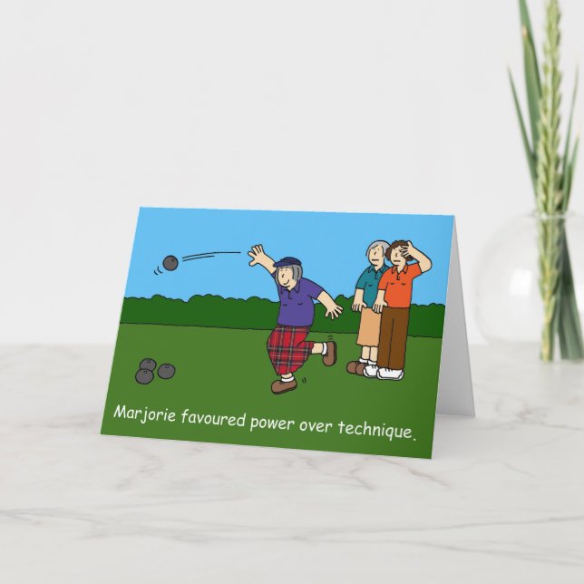 Crown Green Bowling Birthday Cartoon Card (Front)