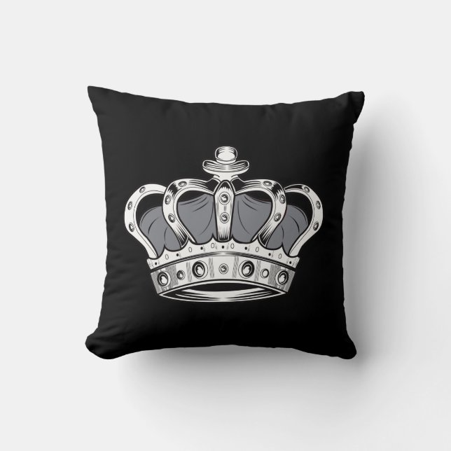 Crown - Grey Throw Pillow (Front)