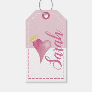 Crown Heart Pastel Blush Watercolor Art Gift Tags