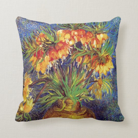 Crown Imperial Fritillaries In A Copper Vase Throw Pillow Zazzle Com