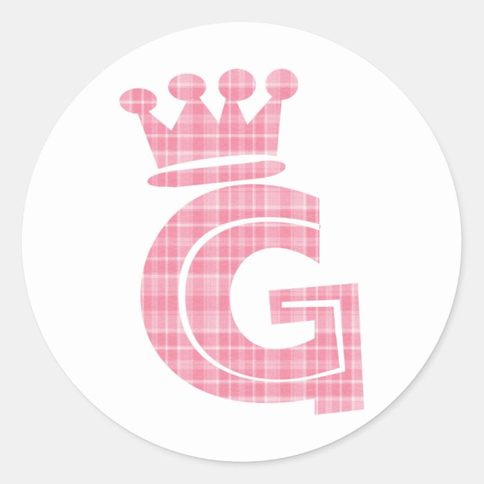 CROWN INITIAL PINK G STICKERS